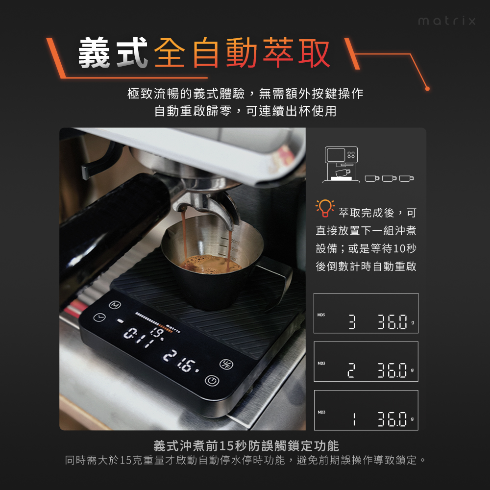 M2 Pro AI大師義式手沖LED四顯流速粉水比咖啡秤,義式全自動萃取,連續出杯